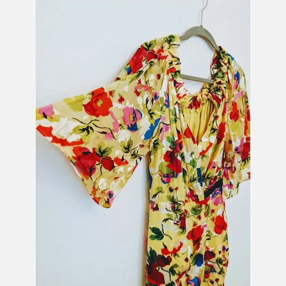 NWT SALONI olivia yellow floral midi dress yellow - Picture 9 of 12
